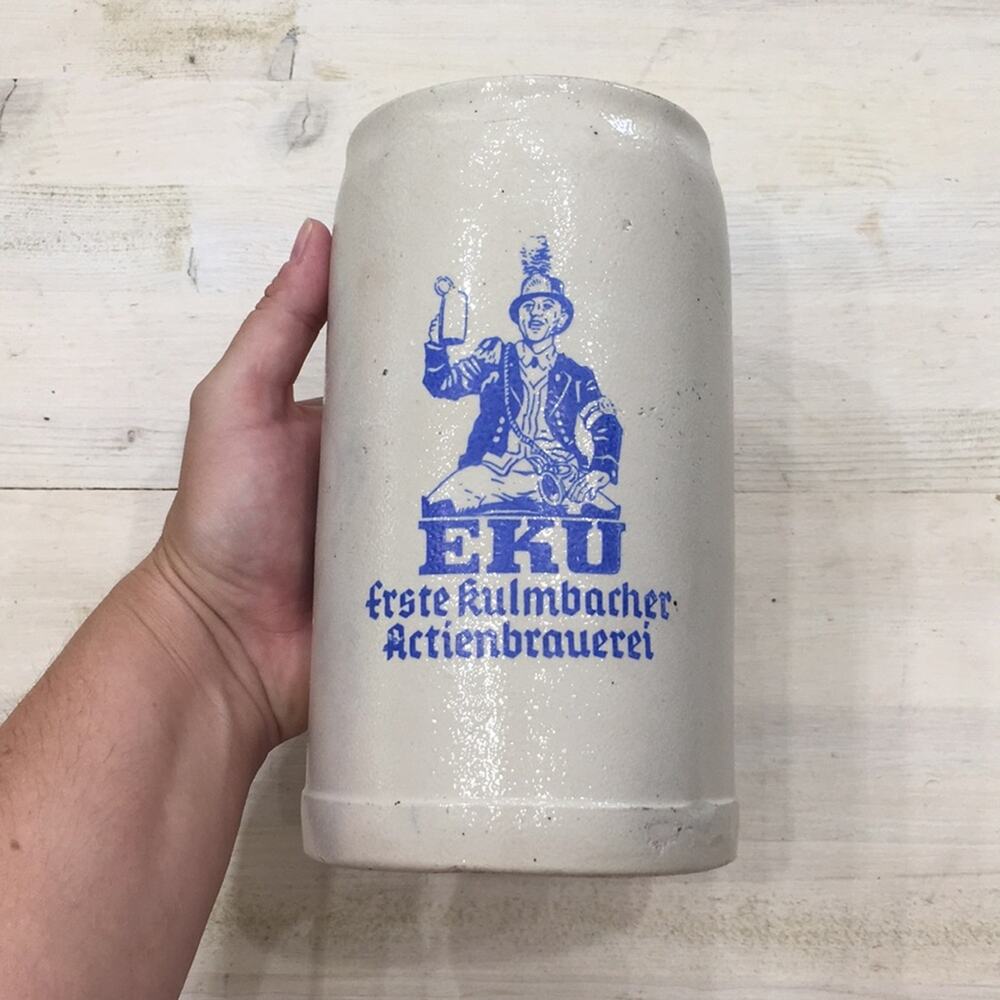 Vintage Eku Erfte Kulmbacher Actien Brauerei barware German stoneware beer stein
